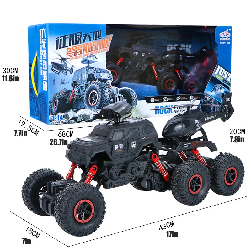 

BEKOBABY 1:16 High Speed Special Police 6WD RC Truck Remote Control Off-road Climbing Vehicle Model Toy for Kids Birthday Gift