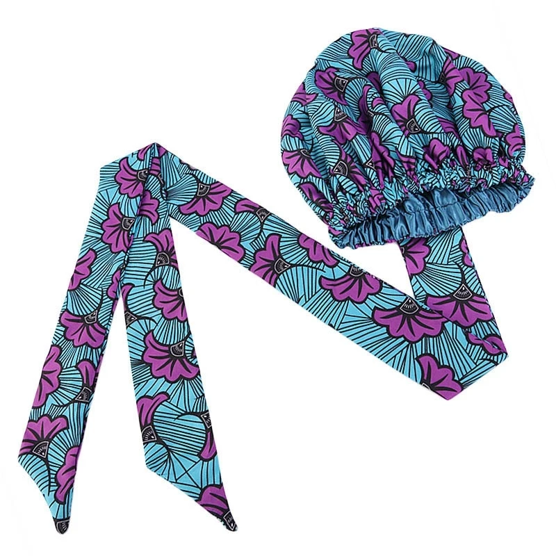 Новая атласная шляпа с Африканским принтом круглая двойной тюрбан ленточная