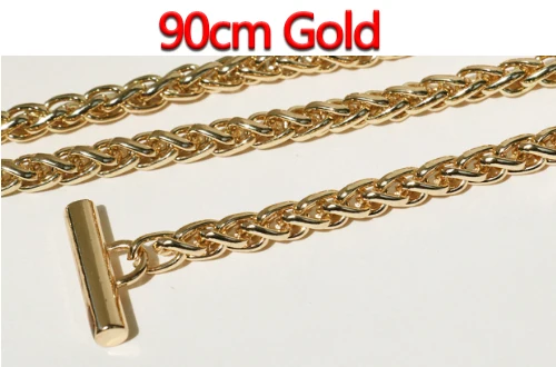90cm Gold DIY 6 мм золото, серебро, пистолет черный, покрытие бронзового металла замена цепи плечевые ремни для маленькой сумки ручка с OT застежками - Цвет: 90cm Gold