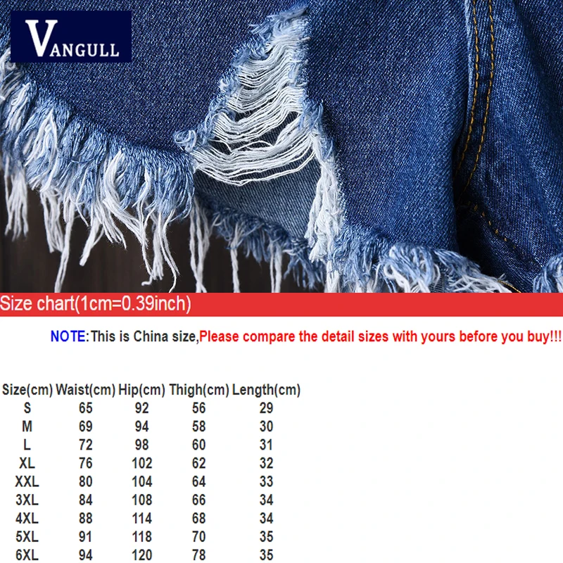 Женские джинсовые шорты Vangull с высокой талией однотонные прямые модные дырками