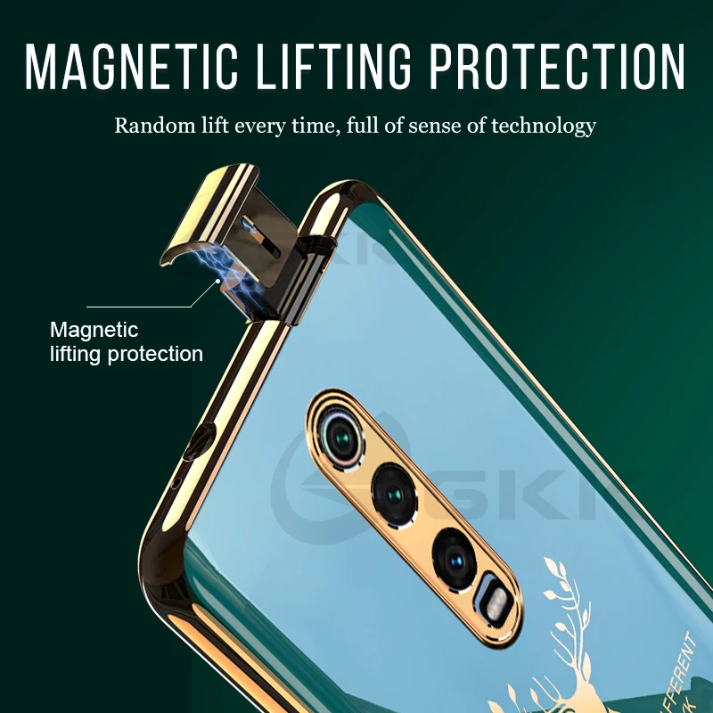 GKK Original Lifting Protection Case For Oneplus 7 Pro Case Luxury plating elk pattern Anti-knock Soft Cover For Oneplus 7 Pro