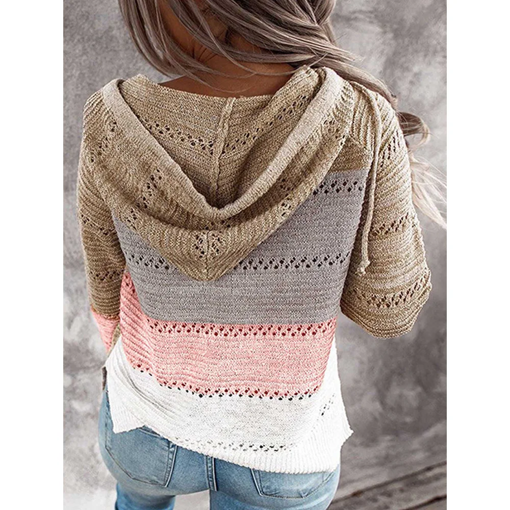 Осень/Зима 2020 новый женский свитер на молнии с капюшоном и длинными рукавами