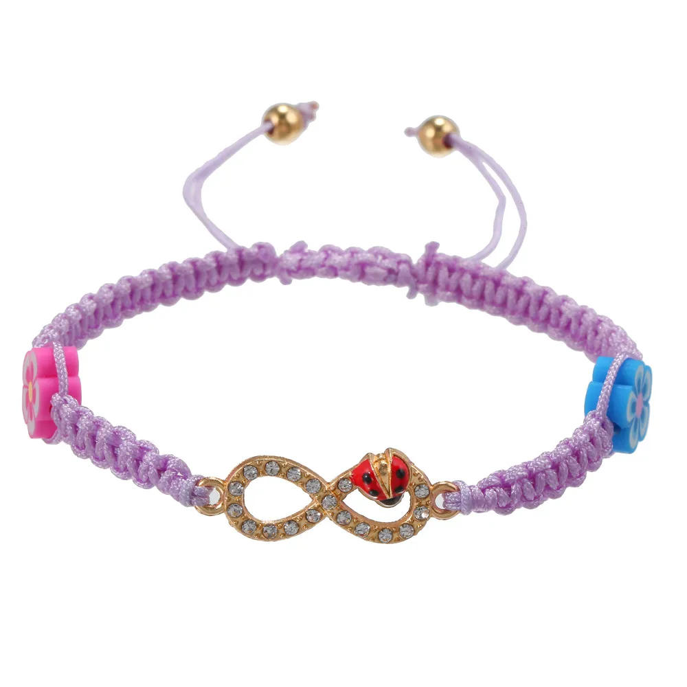 Handmde Bracelets Cotton Cord Braiding Bracelet For Women Metal Full Crytal Infinite Spider Charm Woven Lover Bracelet Gift