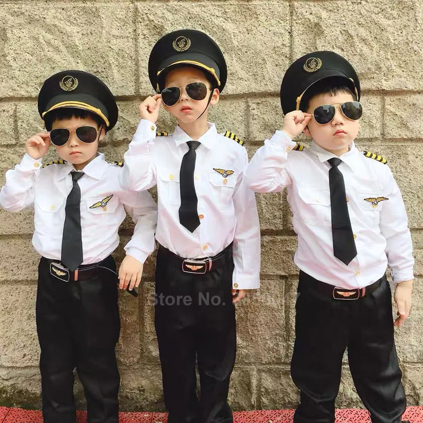 Детская Униформа пилота в стиле Хэллоуин для мальчиков костюм ВВС девочек