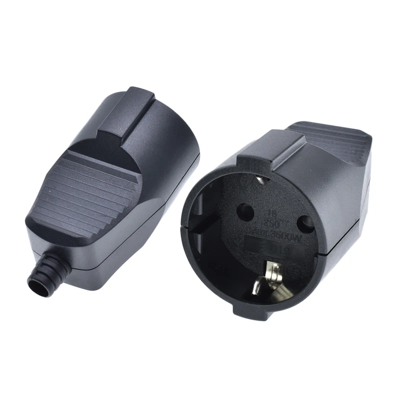 1PCS 250V 16A Male Female Assembly Receptacle Connector French Russia Korea German EU Power Cord Wired Cable Plug Socket - купить по