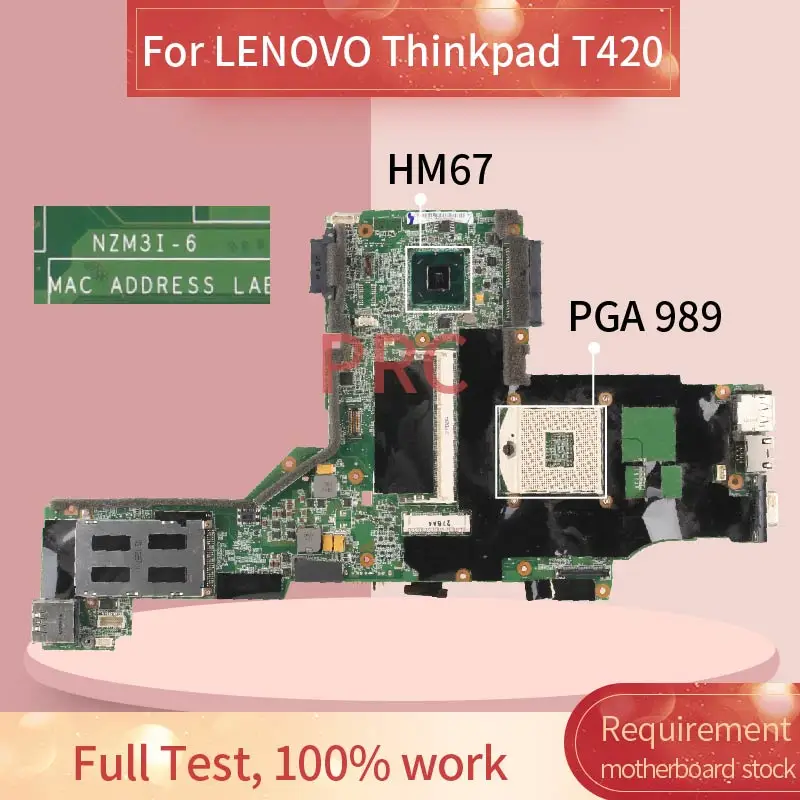 Материнская плата 63Y1989 для ноутбука LENOVO Thinkpad T420 системная HM67 PGA 989 DDR3|Материнские