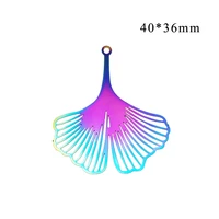 20pcslot gradient color hollow out leaves shape charms 4036mm stainless steel earring making pendants