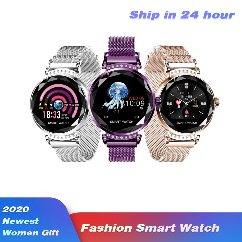 Модные Смарт часы женские стильные 3D с бриллиантовым стеклом пульсометр монитор