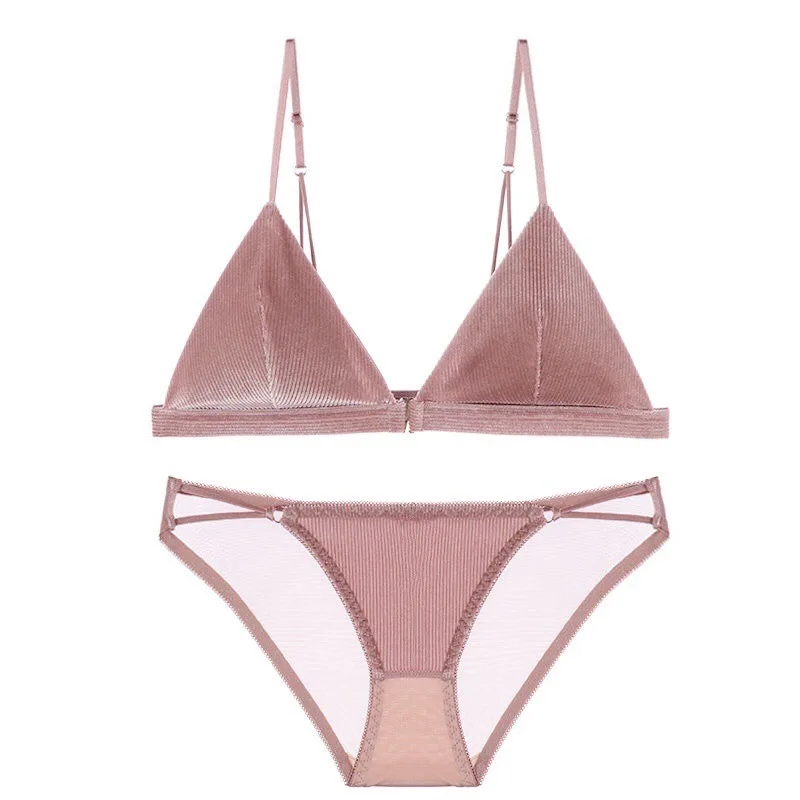 

Sexy Lingerie for Small Breast Bra Front Closure Ultra Thin Triangle Backless Bra Without Underwire Wedding Underwear