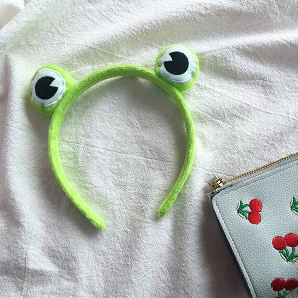 

2020 Women Cute Cartoon Green Frog Headband Hair Hoop Elastic Soft Women Girls Fashion Makeup Wash Face Hairband Headwear