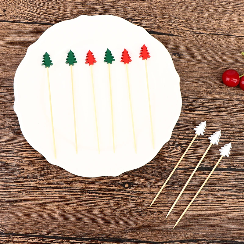 100 шт. рождественские Фруктовые палочки десерт буфетный салат вилка для торта