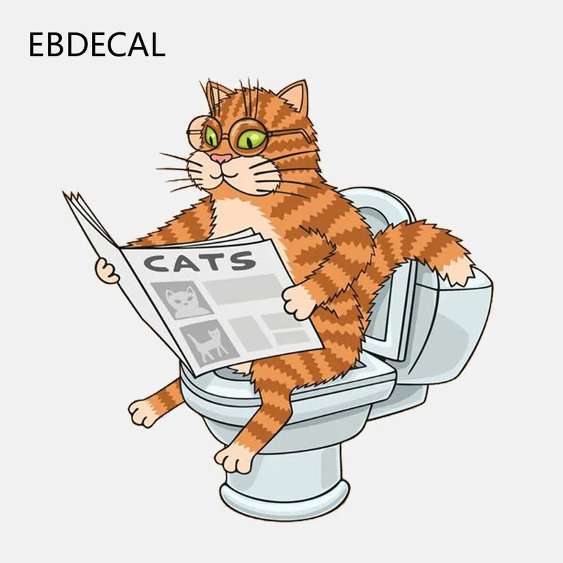 EBdecal Cats sitting on the toilet reading newspapers For Auto Car/Bumper/Window/Wall Decal Sticker Decals DIY Decor CT10200 | Автомобили