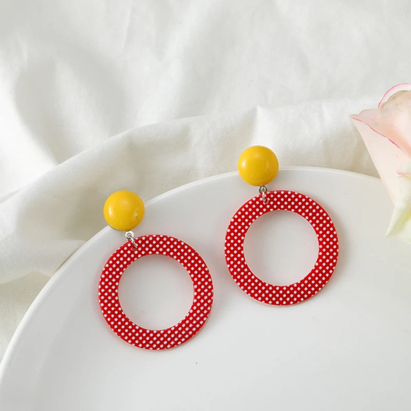 Korean Statement Acrylic Earrings Geometric Round Drop For Women 2019 Fashion Jewelry Oorbellen Brincos Aretes De Mujer |