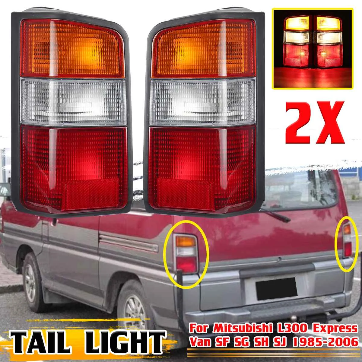 

L300 2pcs LED Rear Tail Lights Taillight For Mitsubishi L300 Express Van SF SG SH SJ 1985-2006 Stop Brake Lamp Signal Lighting