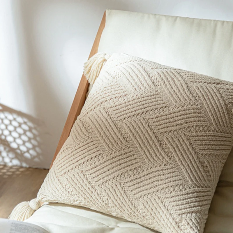 

Nordic Ins Household Goods Pillow Cushion Chenille Knitted Soft Outfit Office Pillowcase