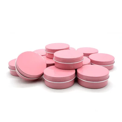 

50ps High Quality Eye cream hair conditioner Tin Cosmetic Metal Pink Empty Aluminum Pot Jars Cosmetic Containers With Lid