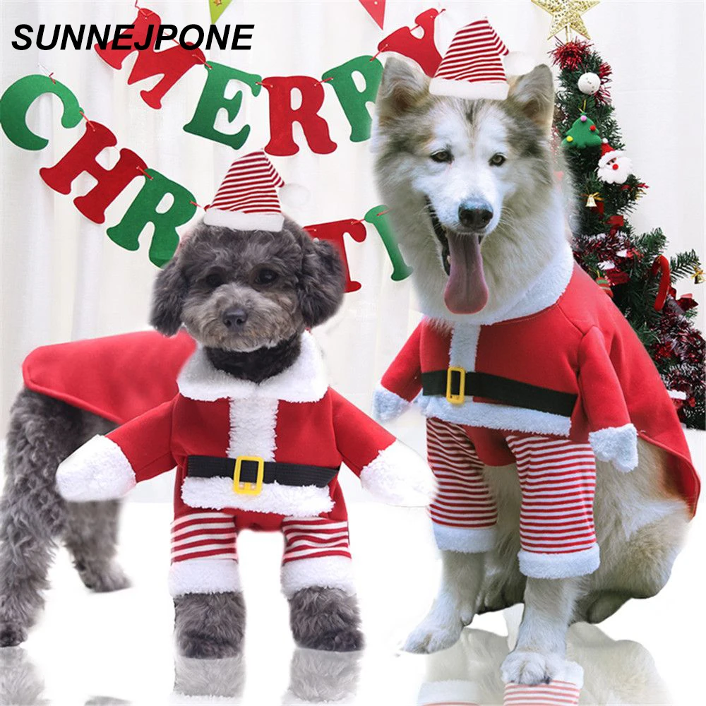 

1Set Winter Pet Funny Clothes Suit Dog Cat Xmas Costume Pet Puppy Christmas Santa Claus Cape Coat Hat Outfit