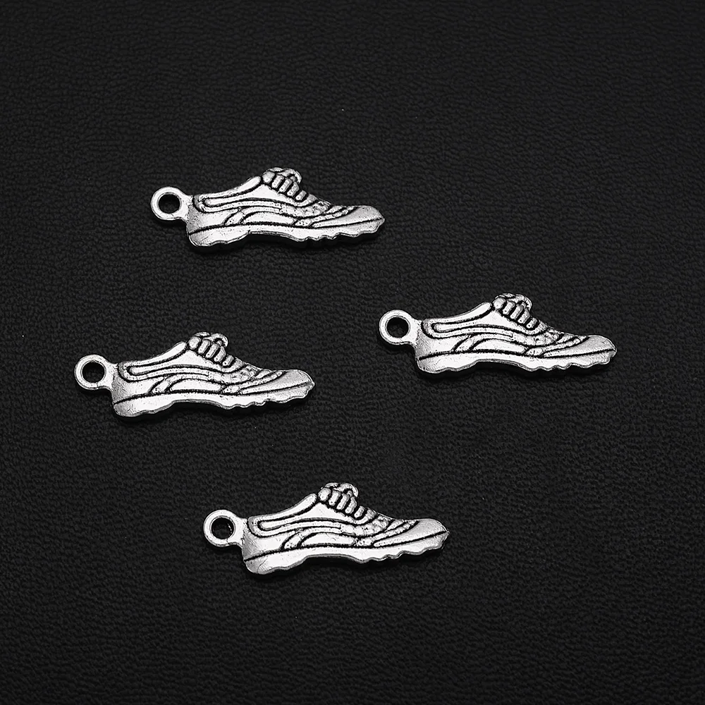 

10pcs/Lots 9x24mm Antique Silver Plated Running Shoes Charms Sports Pendants For Handmade Making DIY Tibetan Findings Jewelry
