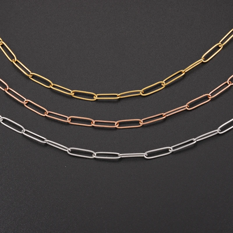 

10pcs/lot Stainless Steel rectangle contect necklace chain for making pendant jewelry necklace Open Chain Necklace