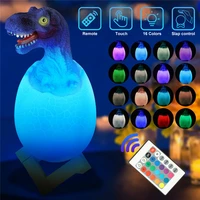 3d printed dinosaur egg led night lamp remote control 16 colors usb rechargeable dinosaur lamp for childrens lights night