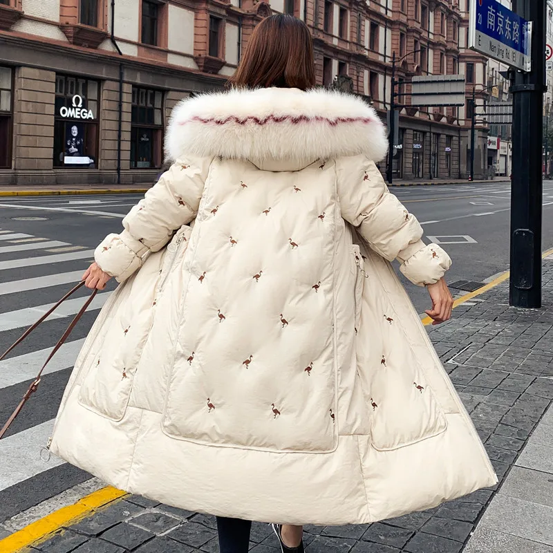 2020 Вельветовая теплая пуховая парка с большим воротником и мехом Зимняя Толстая