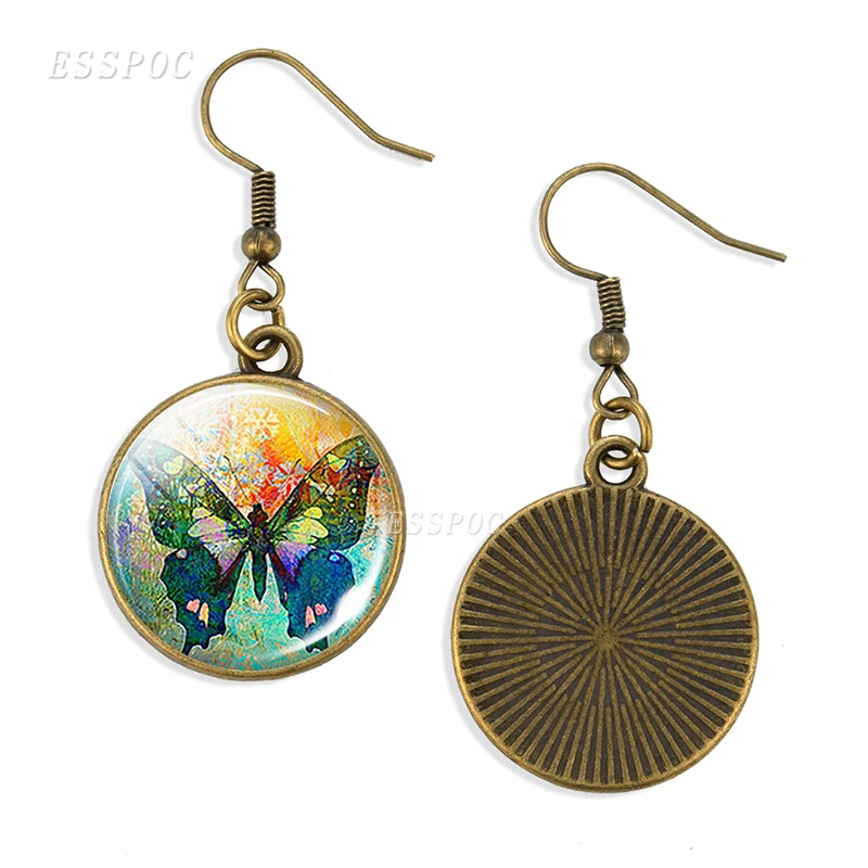 Винтажные бронзовые серьги капельки в форме бабочки подвески модные для женщин