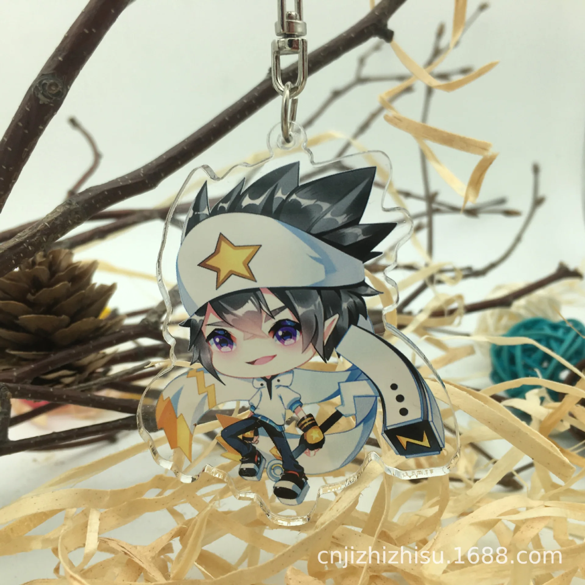 

Animation Peripheral Keychain Bump World Transparent Acrylic Key Ring Two-Dimensional Cartoon Double-Sided Keychains Cat Pendant