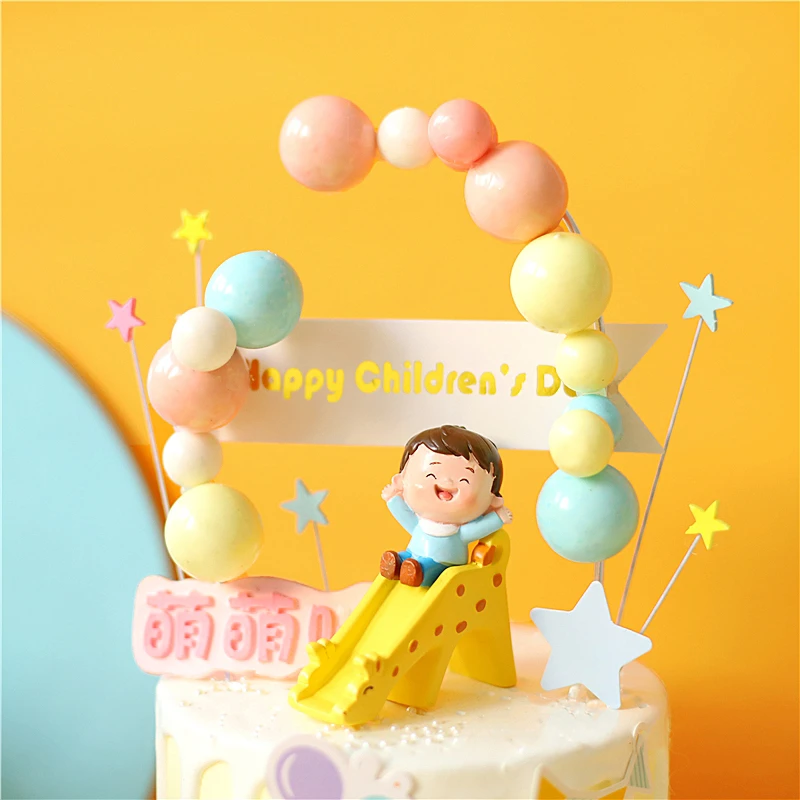 Красочный шар Радуга мальчик девочка Топпер для торта на день рождения украшения