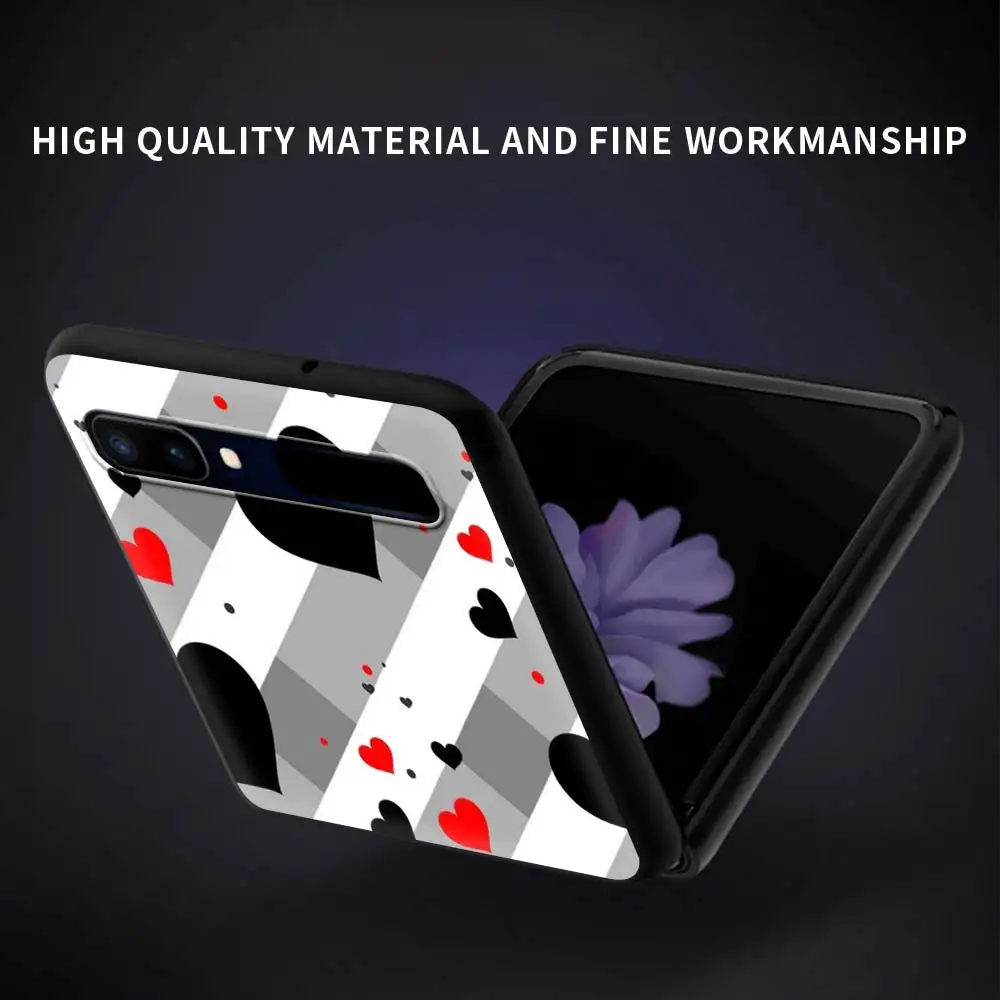 

Phone Case For Samsung Galaxy Z Flip 6.7" Black Shell Coque For Galaxy Z Flip 5G PC Hard Mobile Cover Black Love Pink Print
