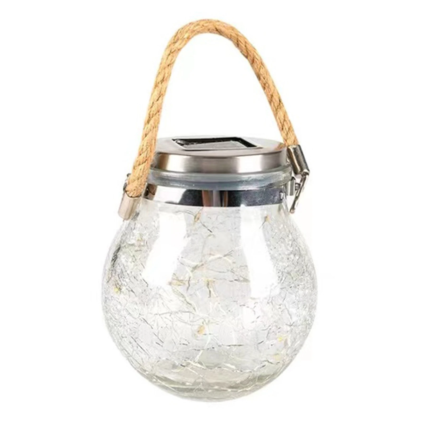 Solar Lantern Outdoor Hanging Light led Mason Jar Waterproof Table Lamp Crack Glass Garden for Patio | Освещение