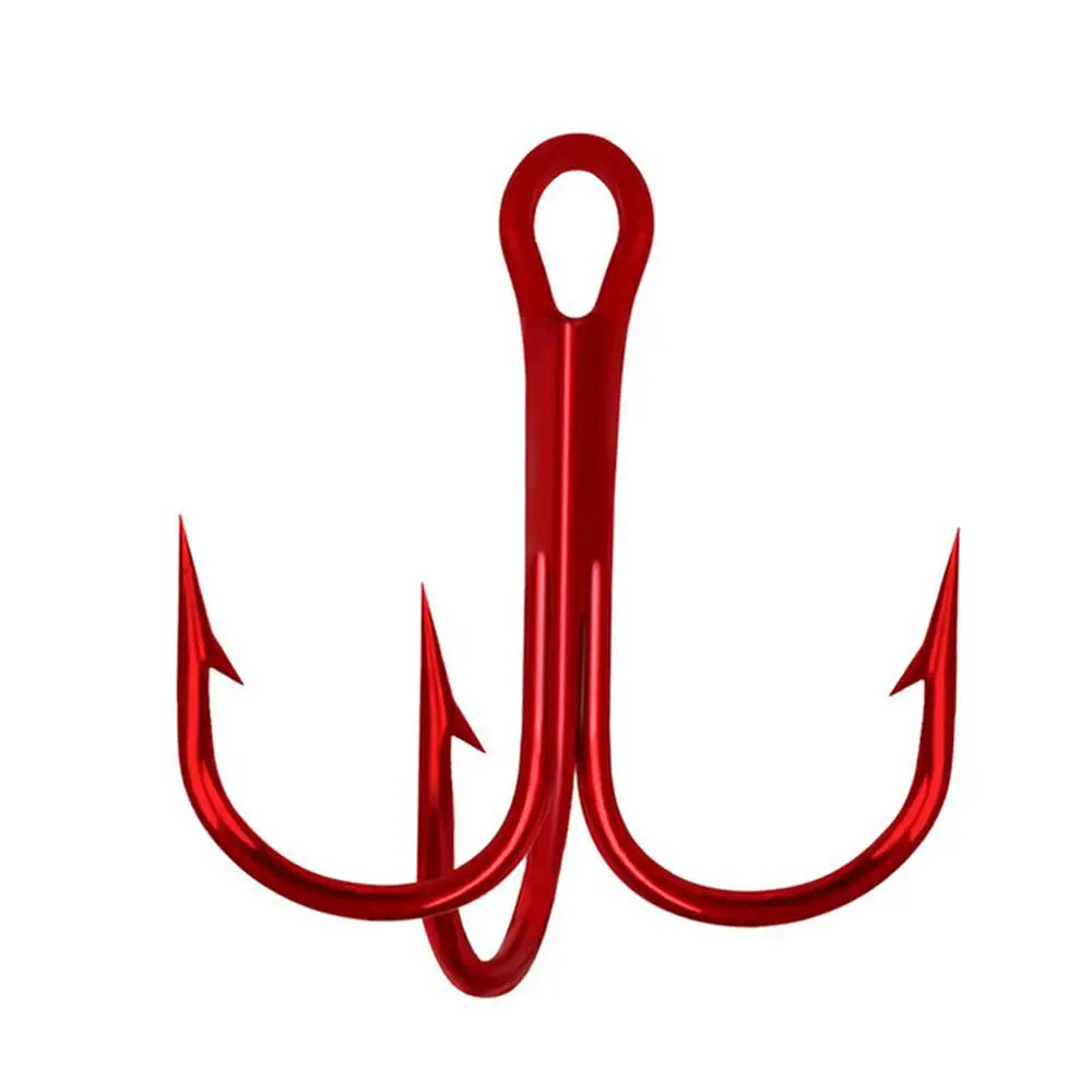 

Рыболовные тройные Крючки 50 шт. углеродистая сталь красный никелевый якорь рыболовный крючок морские рыболовные тройные приманки Крючки ...