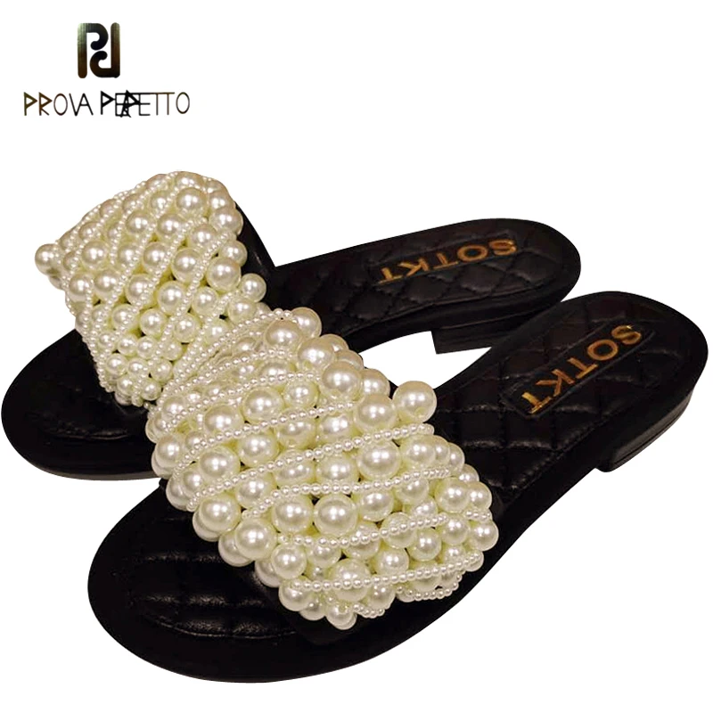 

Шлепанцы женские в стиле ретро, кожа, плоская подошва, жемчуг, плоская подошва, плоский каблук, универсальные сандалии, лето 2021