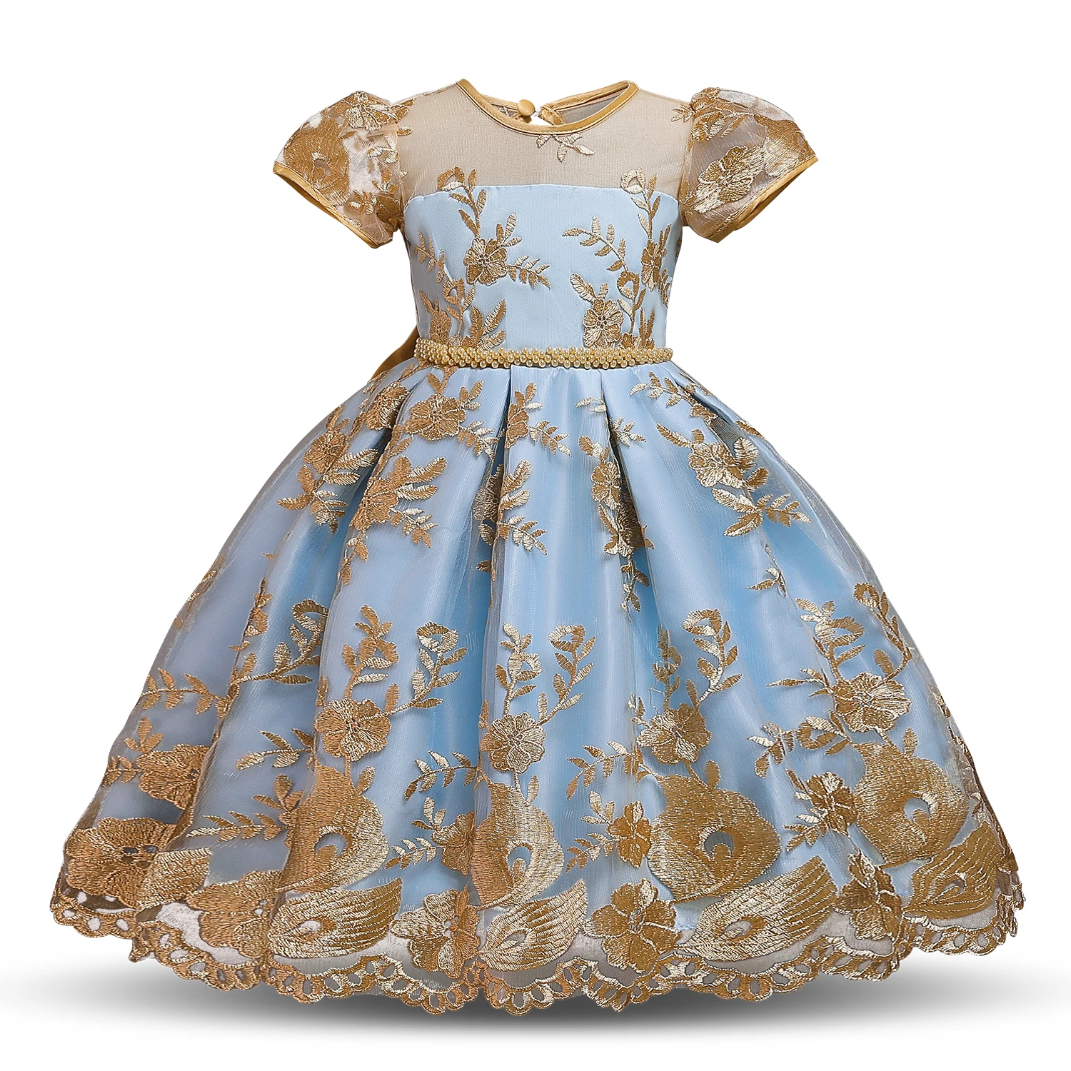 Princess Flower Girl Dress Tutu Wedding Birthday Party Dresses For Girls Lace Embroidery Prom Gowns New Year Kids Clothes | Детская