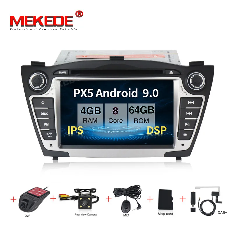 DVD CAMERA DVR DAB MEKEDE Автомобильный мультимедийный плеер gps 2 Din Android 9 для hyundai/IX35/TUCSON 2009- Canbus Авто Радио USB DVR dvd-плеер DSP FM - Color: DVD CAMERA DVR DAB