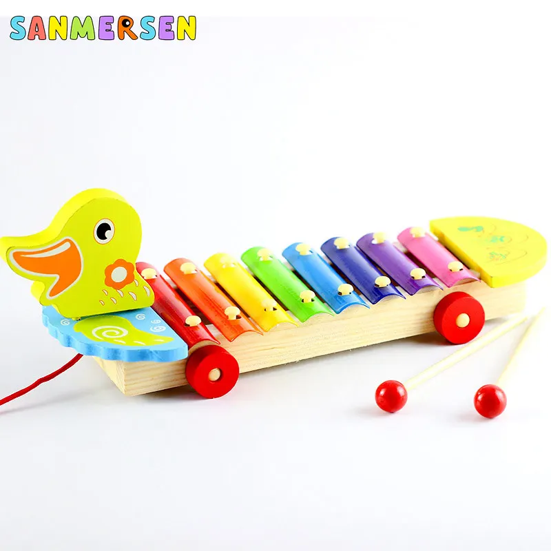 Детские музыкальные игрушки 2 в 1 деревянные детские 3D Животные ручное пианино