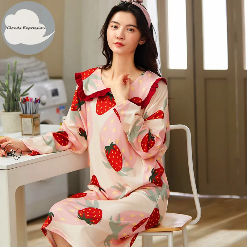 Рубашка ночная женская с длинным рукавом хлопок 35% цвет в ассортименте | Женская