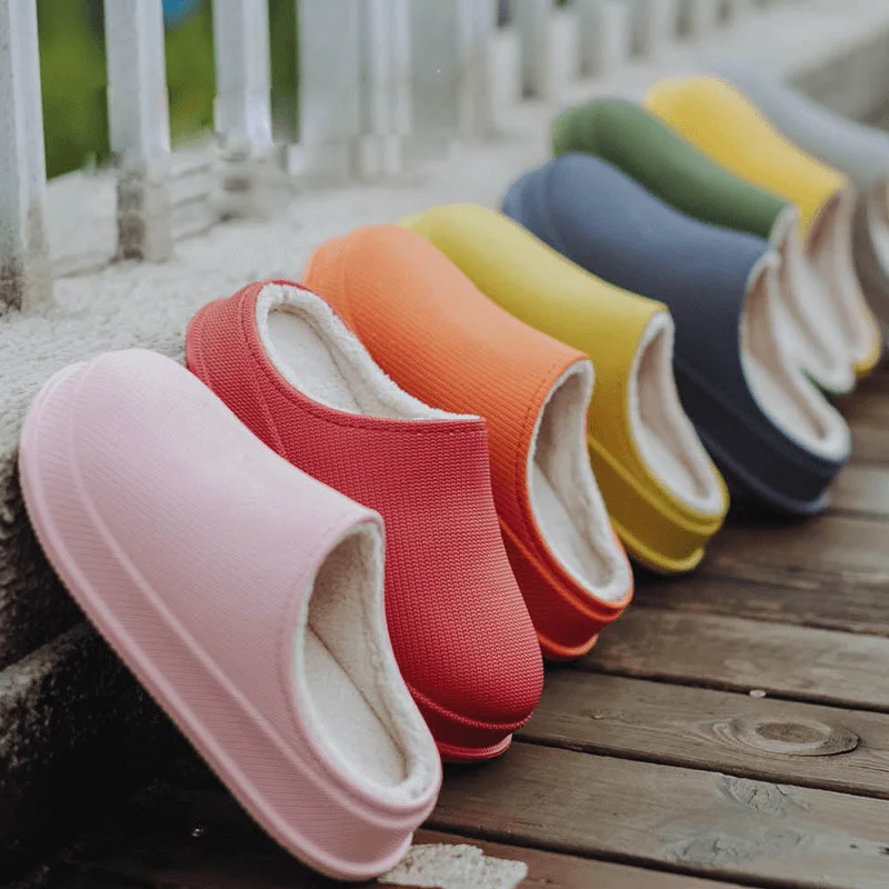 

Waterproof Non-Slip Home Slippers Winter Warm Home Women Indoor Cotton Non-slips Ladies Soft Slippers Memory Foam Couples Shoes