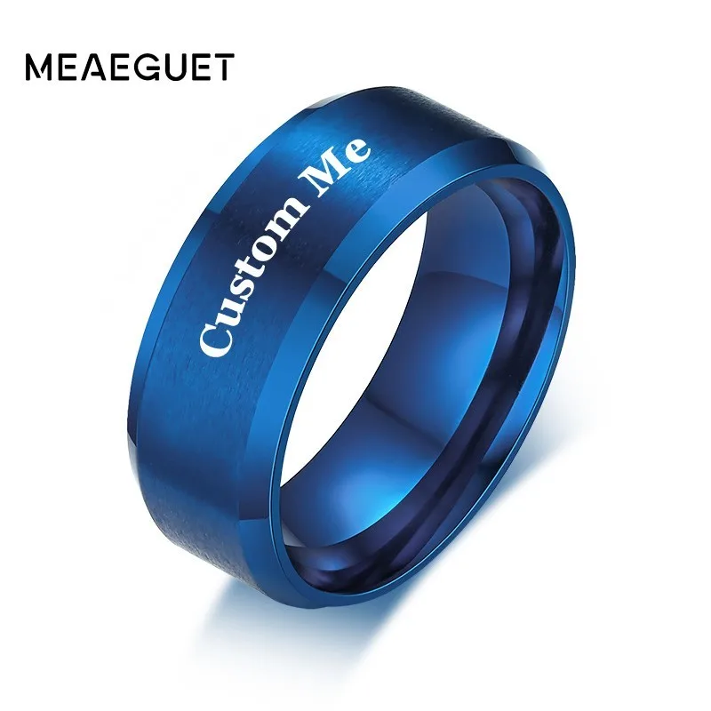 Кольцо мужское из нержавеющей стали классическое обручальное с текстовым именем