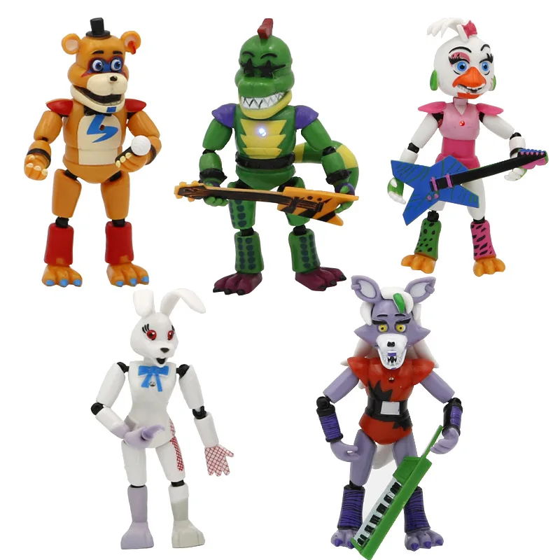 

5/PCS FNAF Five Nights At Freddy's Nightmare Freddy Chica Bonnie Funtime Foxy PVC Action Figures Joint Assemble Model Toys