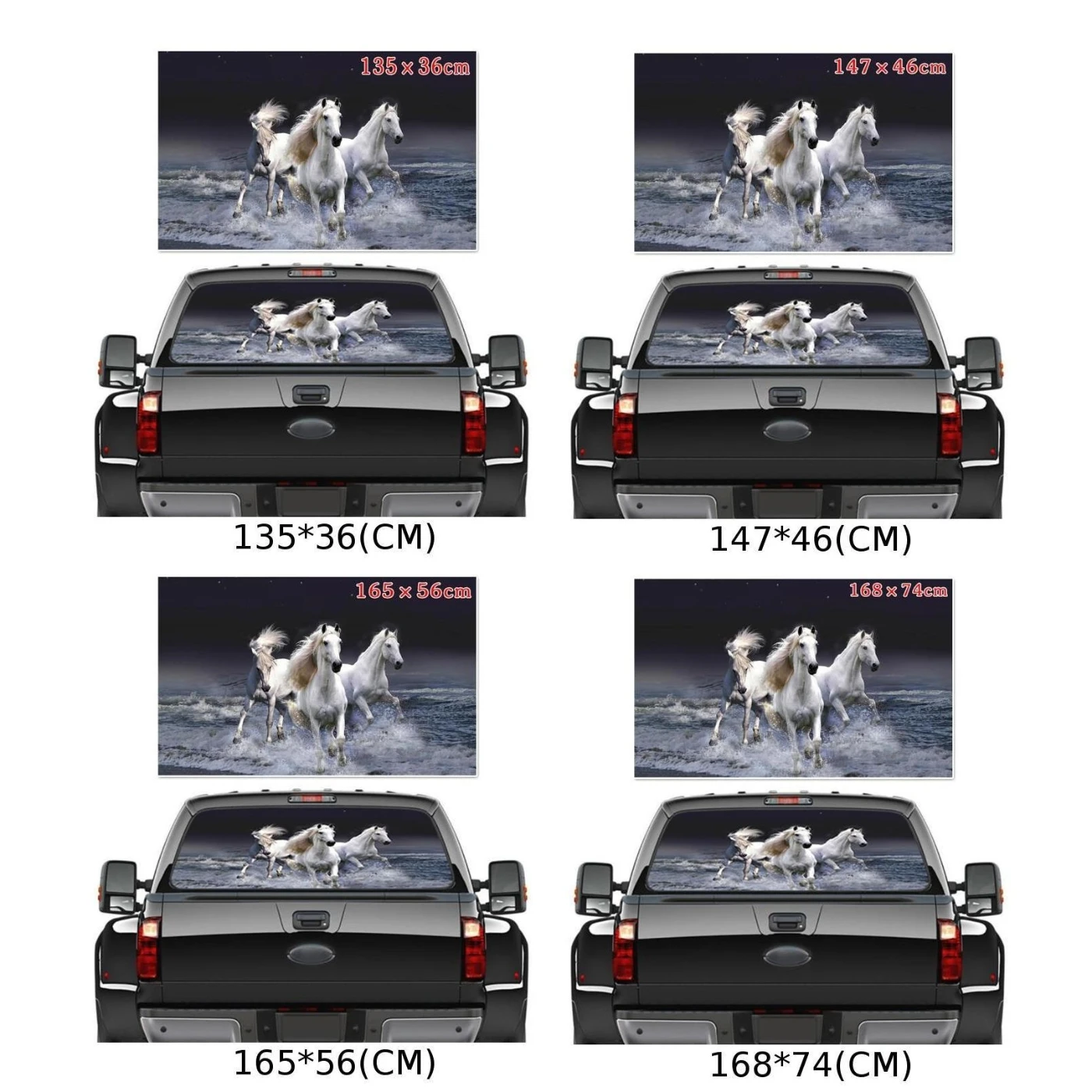 

Replacement Car Sticker Accessories Waterproof Decals White Horses style