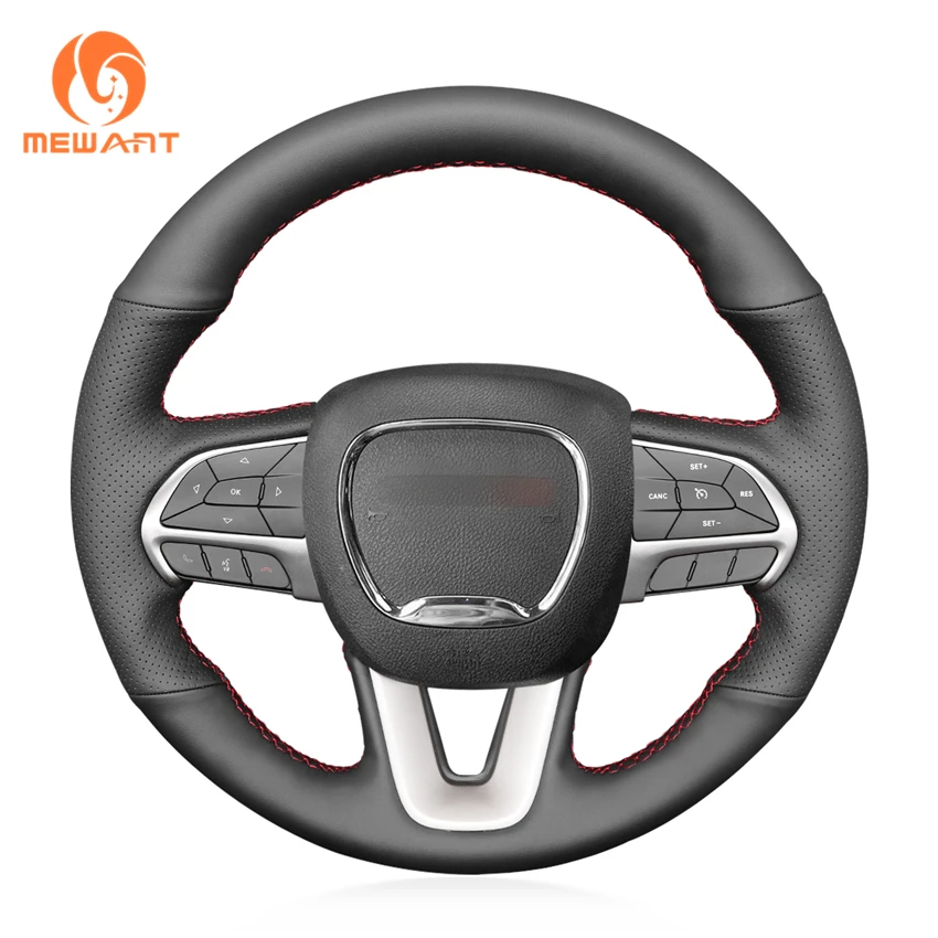 

MEWANT Black Artificial Leather Steering Wheel Cover for Dodge Challenger Dodge Charger 2015-2021 Dodge Durango 2018-2021