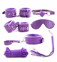 bdsm sexy leather kits plush sex bondage set sex toys for couples handcuffs sex games whip gag nipple clamps exotic accessories