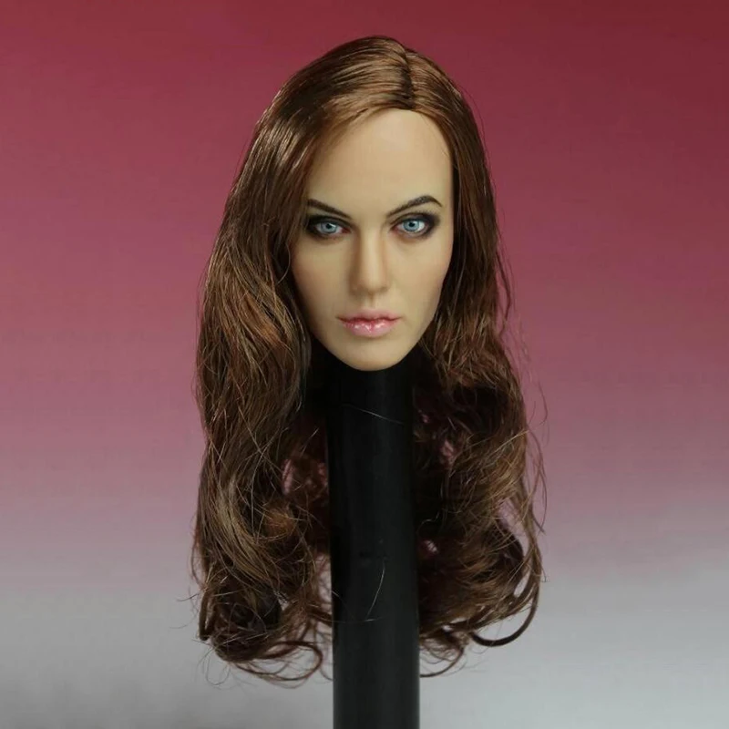 

Модель с длинными волосами для женщин, модель с резьбой по голове Ангелины Джоли для экшн-фигурки 12 дюймов, игрушки для кукол, масштаб 1/6