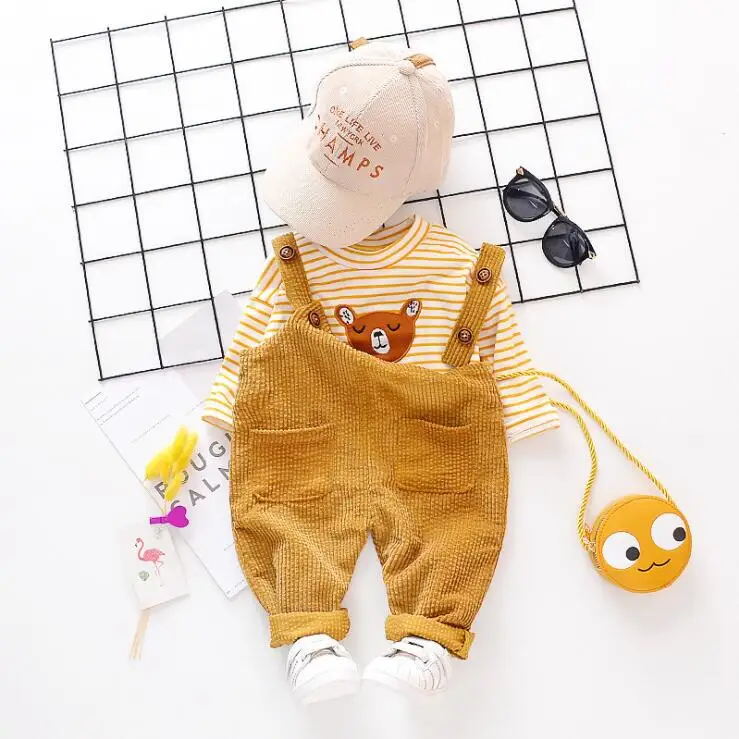 Осень 2020 комплекты одежды для малышей маленьких девочек Полосатое платье