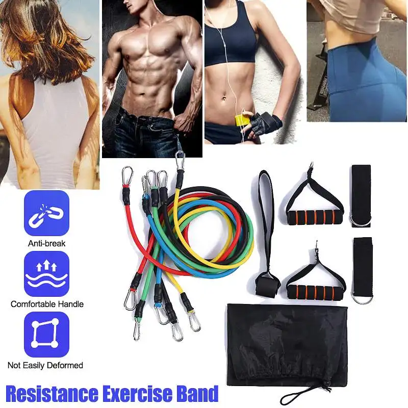 

11 Pcs Resistance Bands Set Fitness Bands Resistance Gym Equipment Exercise Bands Pull Rope Fitness Elastic Training Expander