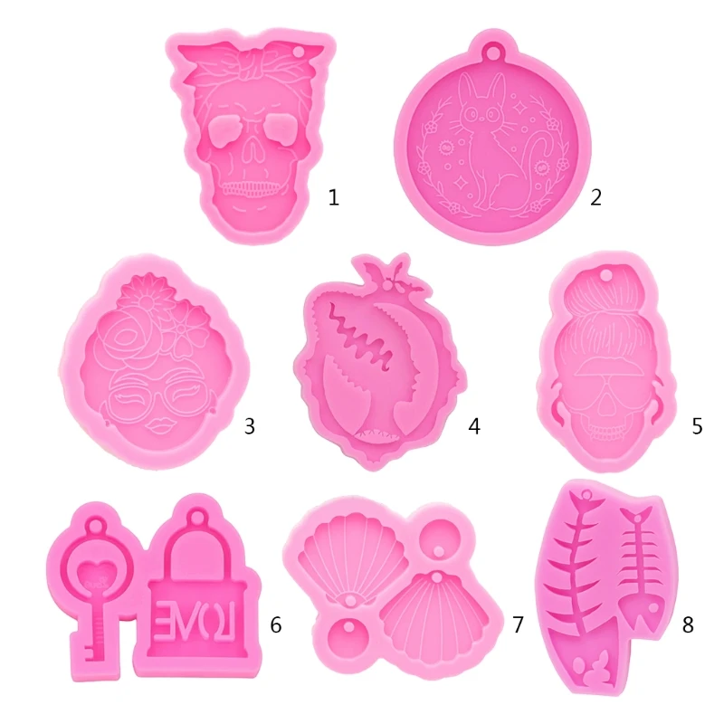 

Keychain Epoxy Resin Mold Key Chain Pendants Silicone Mould DIY Crafts Decorations Casting Tool