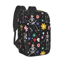 Refrigerator Bag Hand Drawn Day Of Dead Skull Soft Large Insulated Cooler Backpack Thermal Fridge Travel Beach Beer Bag