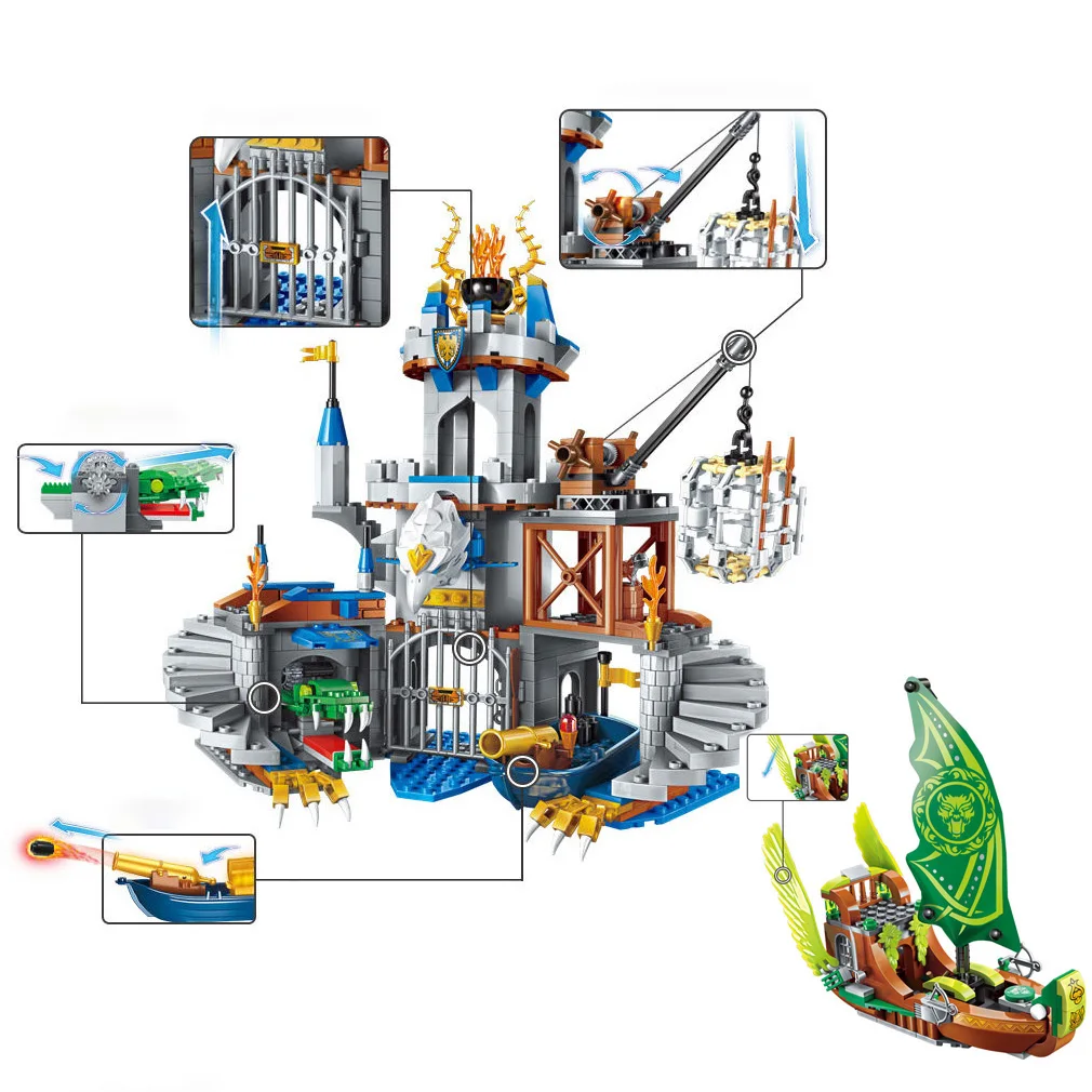 

MOC King Castle Knights Fortress Spaceship Building Blocks DIY Military War Game With Figures Model Bricks Toys for Kids Gifts