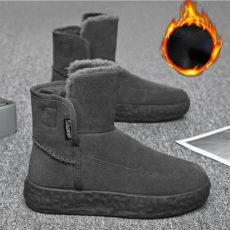 

Snow Boots Men's Shoes Winter Plus Velvet Warm Non-slip Short Boots Men Casual Flat Shoes Plush Cold Comfortable Ankle Boots
