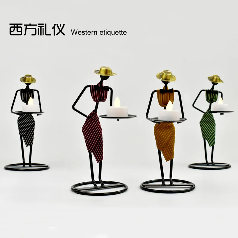 

Creative Candlestick Decorative Party Wedding Centerpices Vintage Metal Candle Holder Home Decoration Figurine Model Candelabros